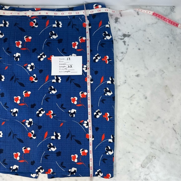 BODEN Skirt size 10R Martha Blue Red Pencil Floral Lined back vent - Picture 8 of 10